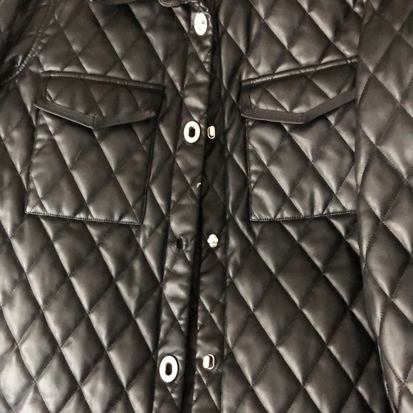 Maje Baneta Quilted Faux Leather Jacket Long Sleeve Solid Black 40 Large - Picture 9 of 12
